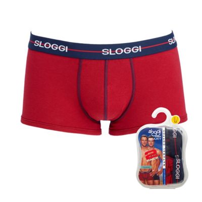 Sloggi Pack of two red and navy hipster trunks
